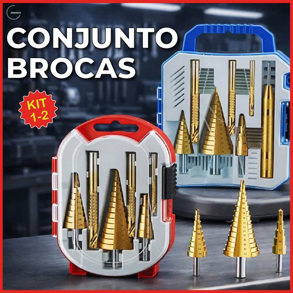Conjunto de Brocas Maleta 3 Peças a 7 Peças Broca de Titânio Alta Durabilidade em Oferta na Shopee