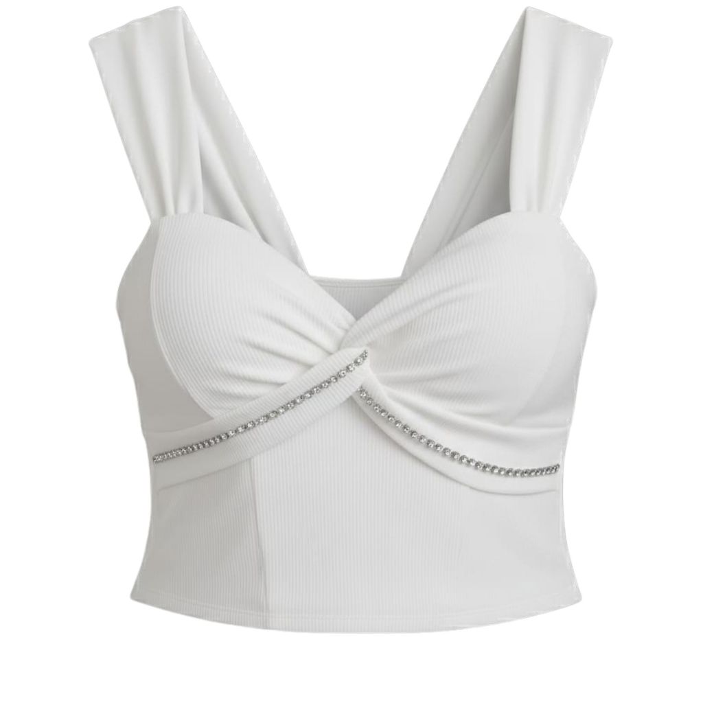 Croped Top Femenino com Bojo Confortáve Ribana Tecido Canelado Com Elastano Tendencia Verão