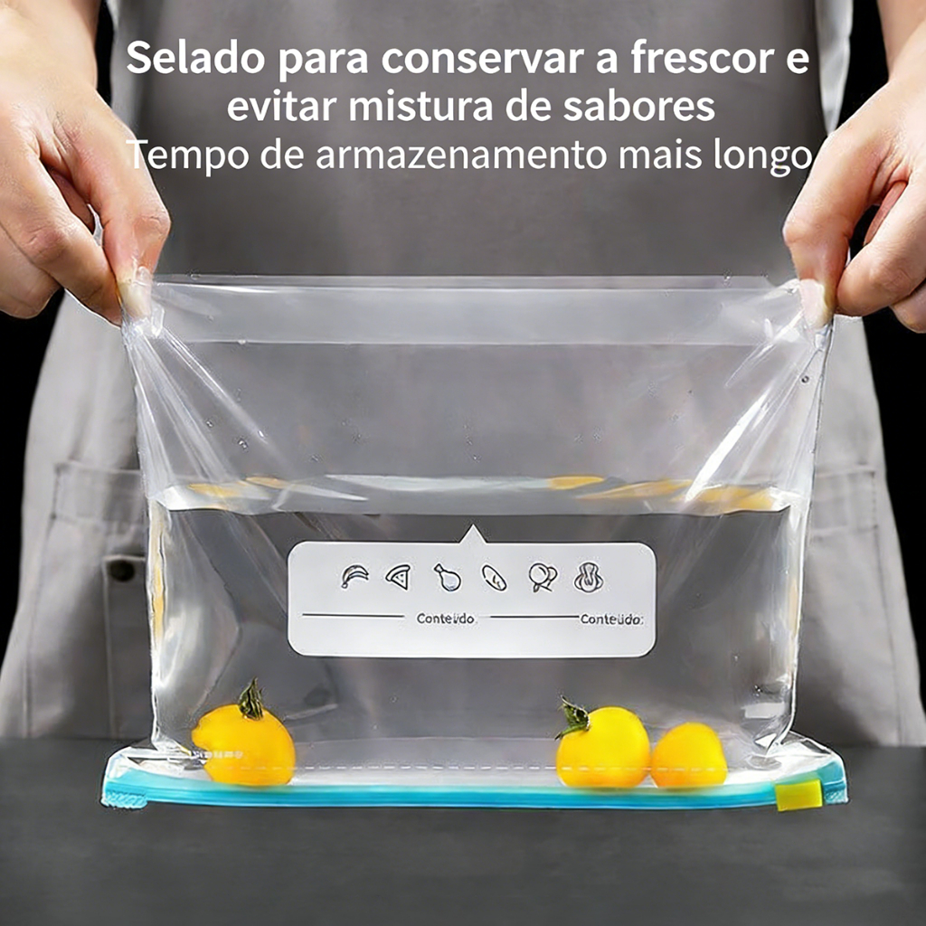 Kit 20/15/10 pçs Sacos Herméticos Para Armazenar Alimentos Reutilizável Congelador Zip Lock