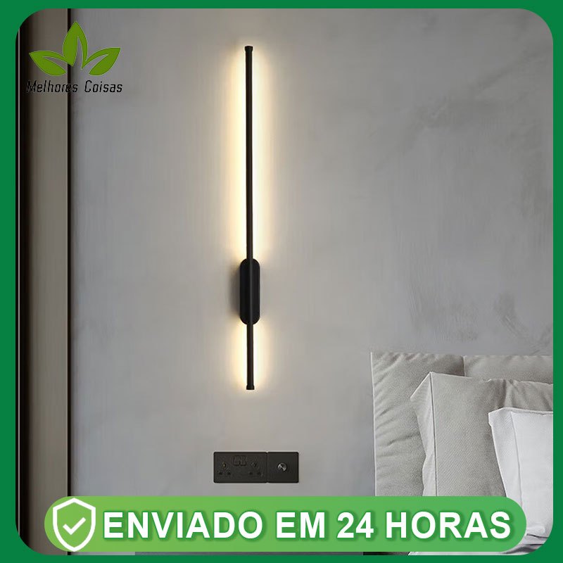 80CM Arandela de Parede Linear Moderna Dourada13W com ajuste de luz em três cores em Oferta na Shopee