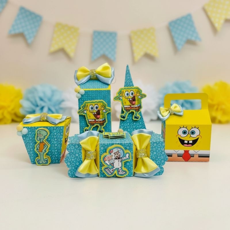 Kit festa infantil PEGUE E MONTE - Tema Bob esponja - Lembrancinha personalizada - Aniversário infantil.