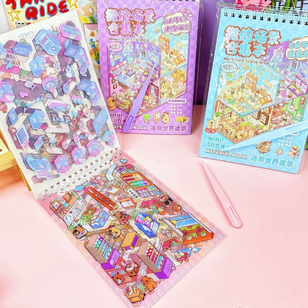Kit Adesivos 3d Miniatura Cenário Paisagismo Mais  Contém 8 CENARIOS E 8 CARTELAS DE ADESIVOS em Oferta na Shopee