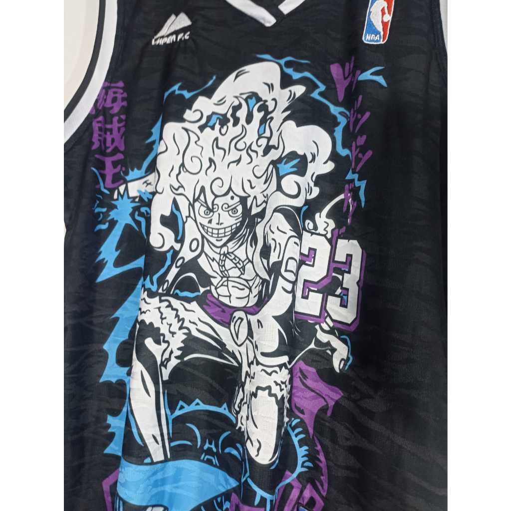Camiseta Regata Basquete Anime Luffy Gear 5 One Piece - Malha Jacquard Premium Streetwear - Basqueteira Geek Masculina %