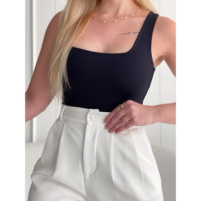 Body Feminino Decote Quadrado Alças Grossas - Alcinha Bory Verão 2026