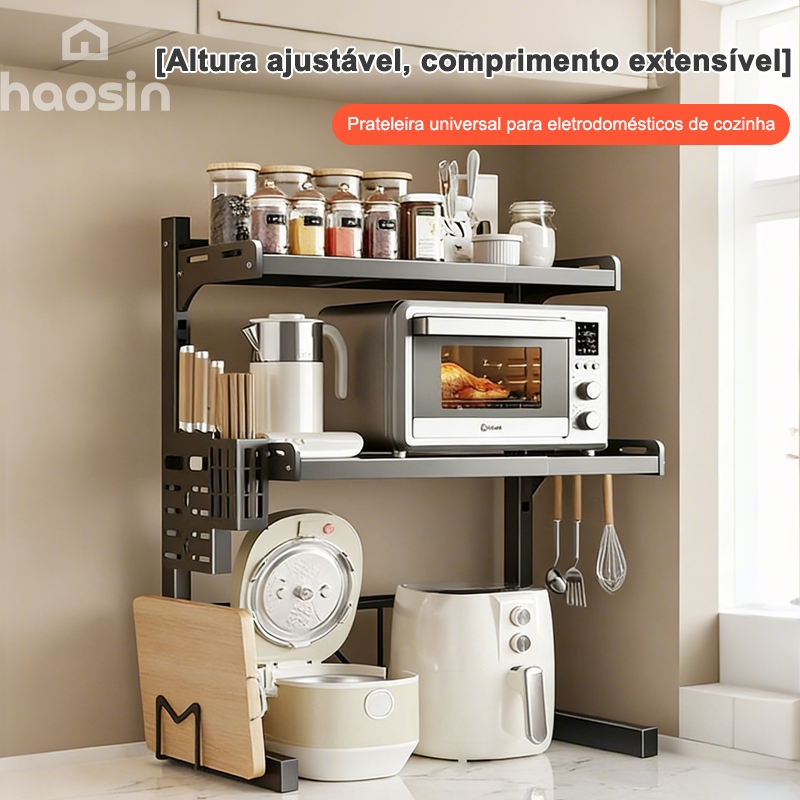 haosin Rack Suporte para Micro-ondas–Prateleira Organizador Ajustável de Cozinha com Dupla Camada