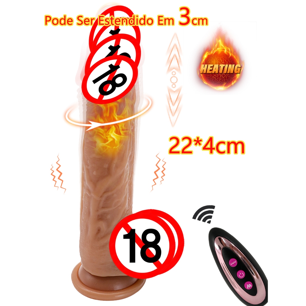22,0*4,0cm Vibrador Vai e Vem Realístico com Aquecimento - Vibração Potente, Escalável, Recarregável e Controle Remoto