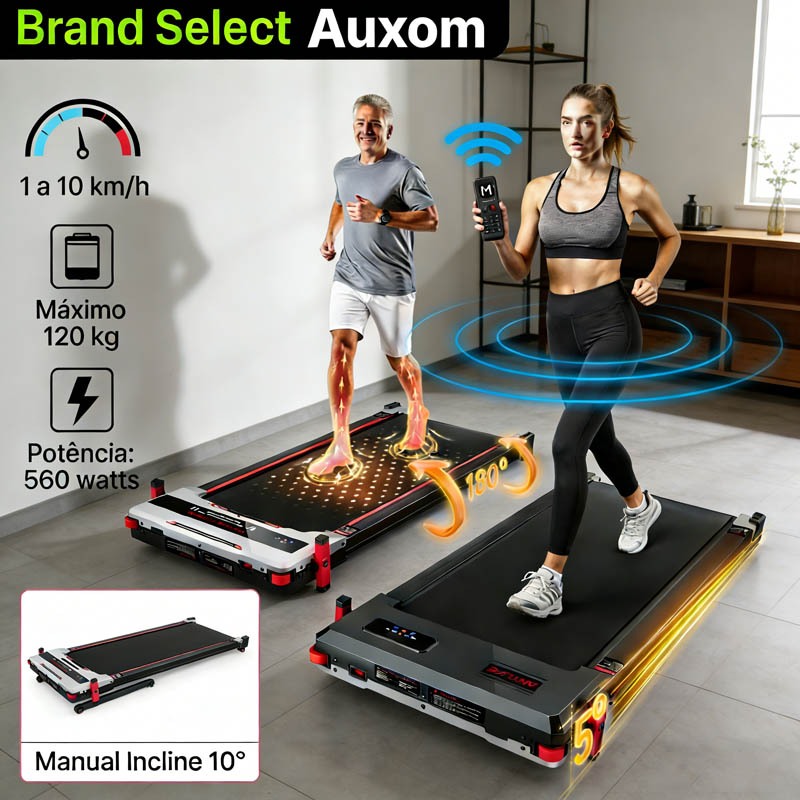 Esteira Elétrica 2 em 1 Portátil com Controle Remoto - Caminhada e Corrida Leve, Suporte 120kg e Monitor Digital