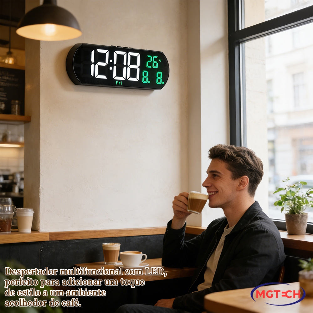 Relógio De Parede LED Digital Fonte Grande Despertador Alarme Temperatura Inteligente Sala De Aula em Oferta na Shopee