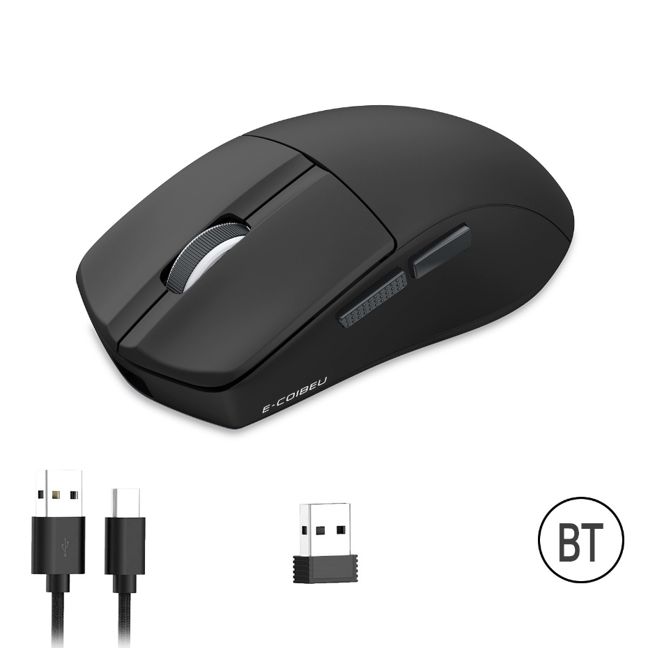 COIBEU Mouse Gamer Sem Fio 50g, 10000 DPI, Bluetooth/2.4G/Cabo Bateria 72h Preto