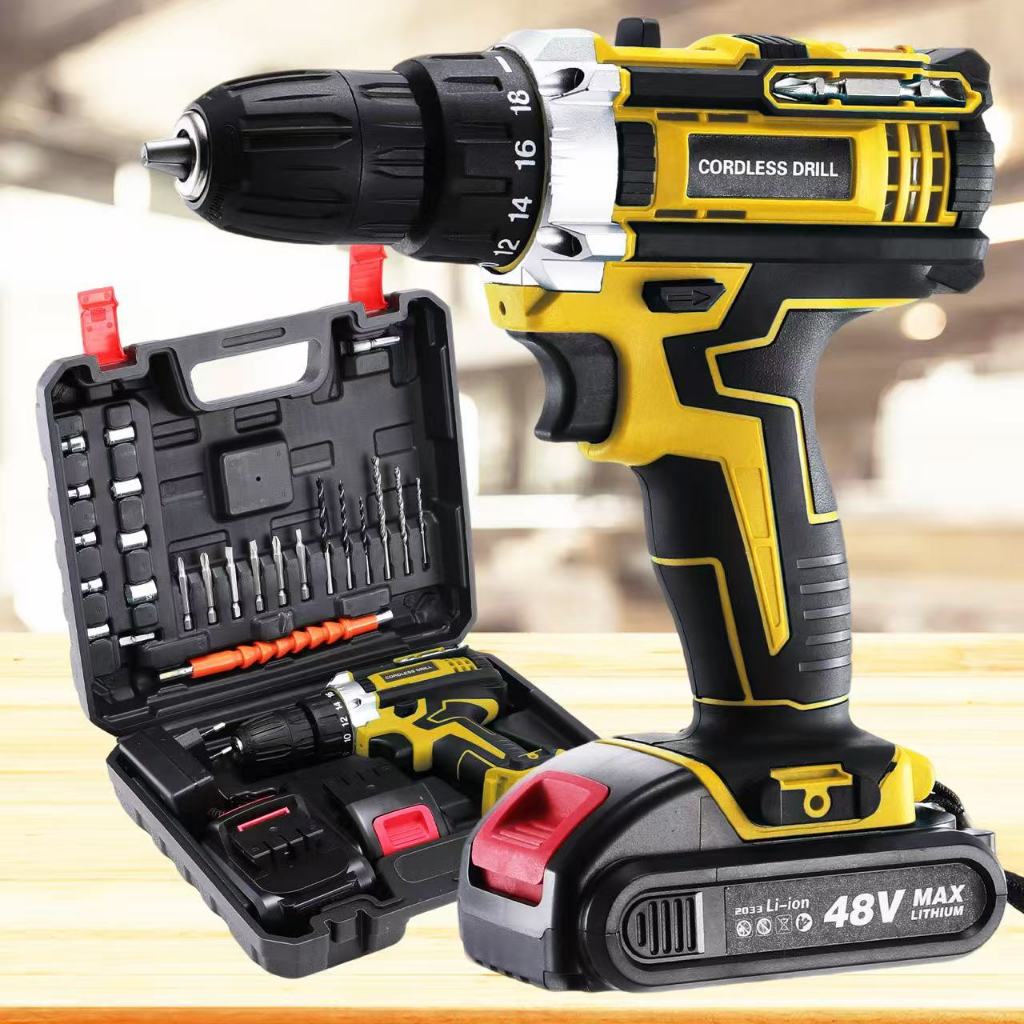Kit Completo Parafusadeira Furadeira 48v Bivolt - Sem Fio 2 Baterias + Maleta | Uso Doméstico e Profissional.