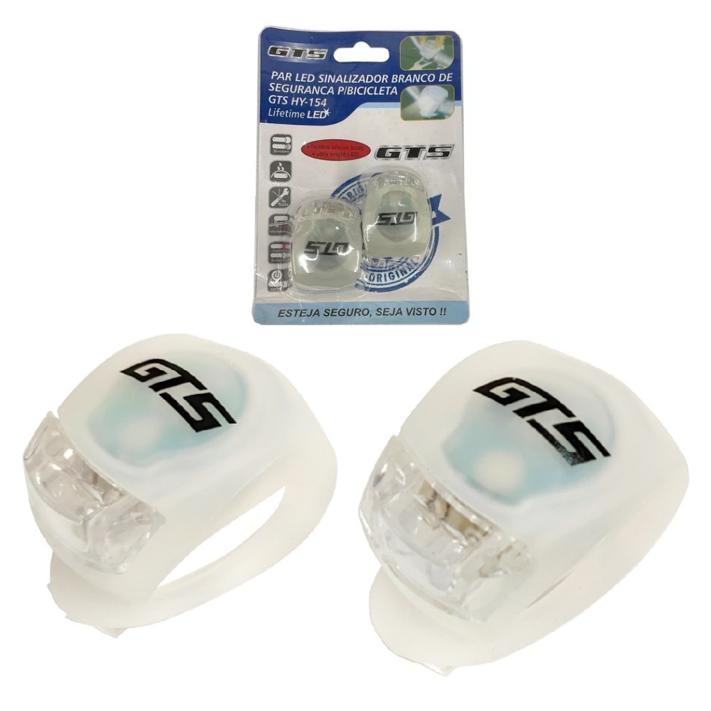 Par Vista Light Silicone Segurança Bicicleta Led Farol Bike Par Dianteira Traseira GTS