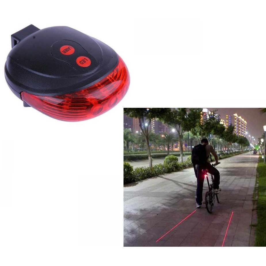 VISTA LIGHT BIKE  SINALIZADOR SEGURANÇA 5 LEDS CICLOFAIXA 2 FEIXES LASER