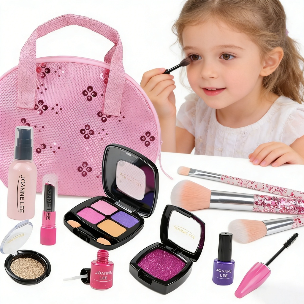 1 Conjunto de maquiagem infantil para brincar de faz-de-conta com batom e bolsa de cosméticos em Oferta na Shopee