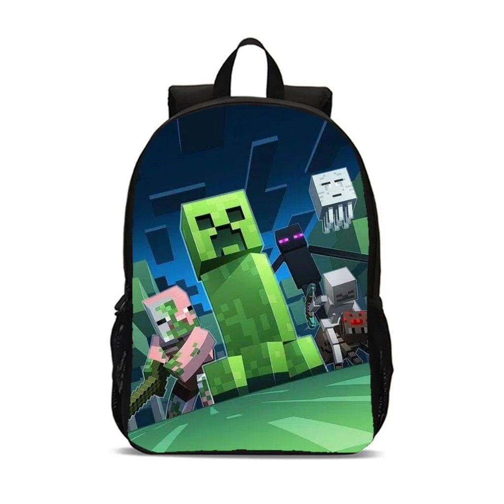 Mochila Infantil Minecraft Creeper e Espada Infantil Escolar Gamer Reforçada Personalizada Menino Premium Resistente