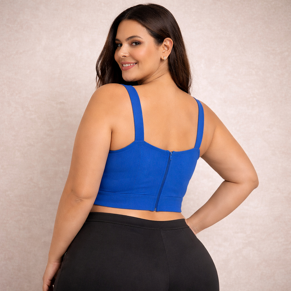 Top Cropped Plus Size Feminino com Bojo – Alça Larga | Moda Verão G1 G2 G3