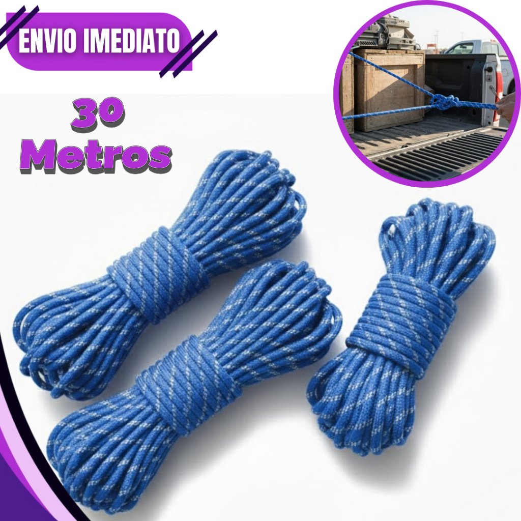 30 Metros Corda para Carga de Caminhão Balanço Uso Geral Cobertura Pintura Construção - 8mm Firmeza