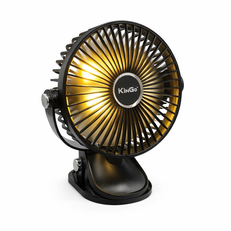Ventilador Portátil com Clipe de Fixação Luz Noturna 5 Velocidades Bateria de Longa Duração KinGo