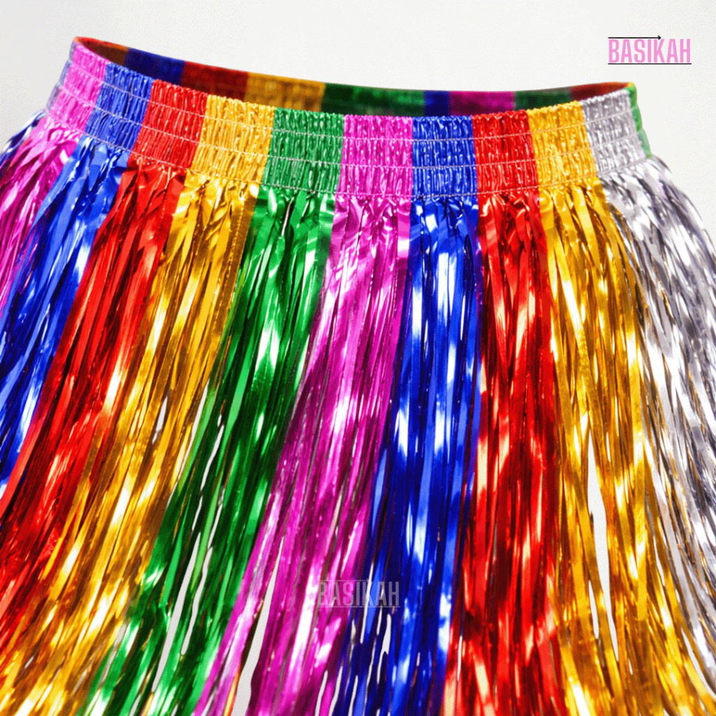 Kit 3 Saia Fitilho Colorida Dourada Prata Saia de Carnaval Bloquinho Saia Fitinhas