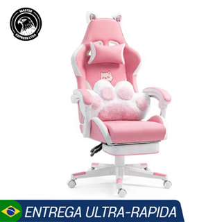 Cadeira Gamer Com Almofada Lombar Formato Pata De Gato e Orelhas De Gato Ergonômica ROSA em Oferta na Shopee