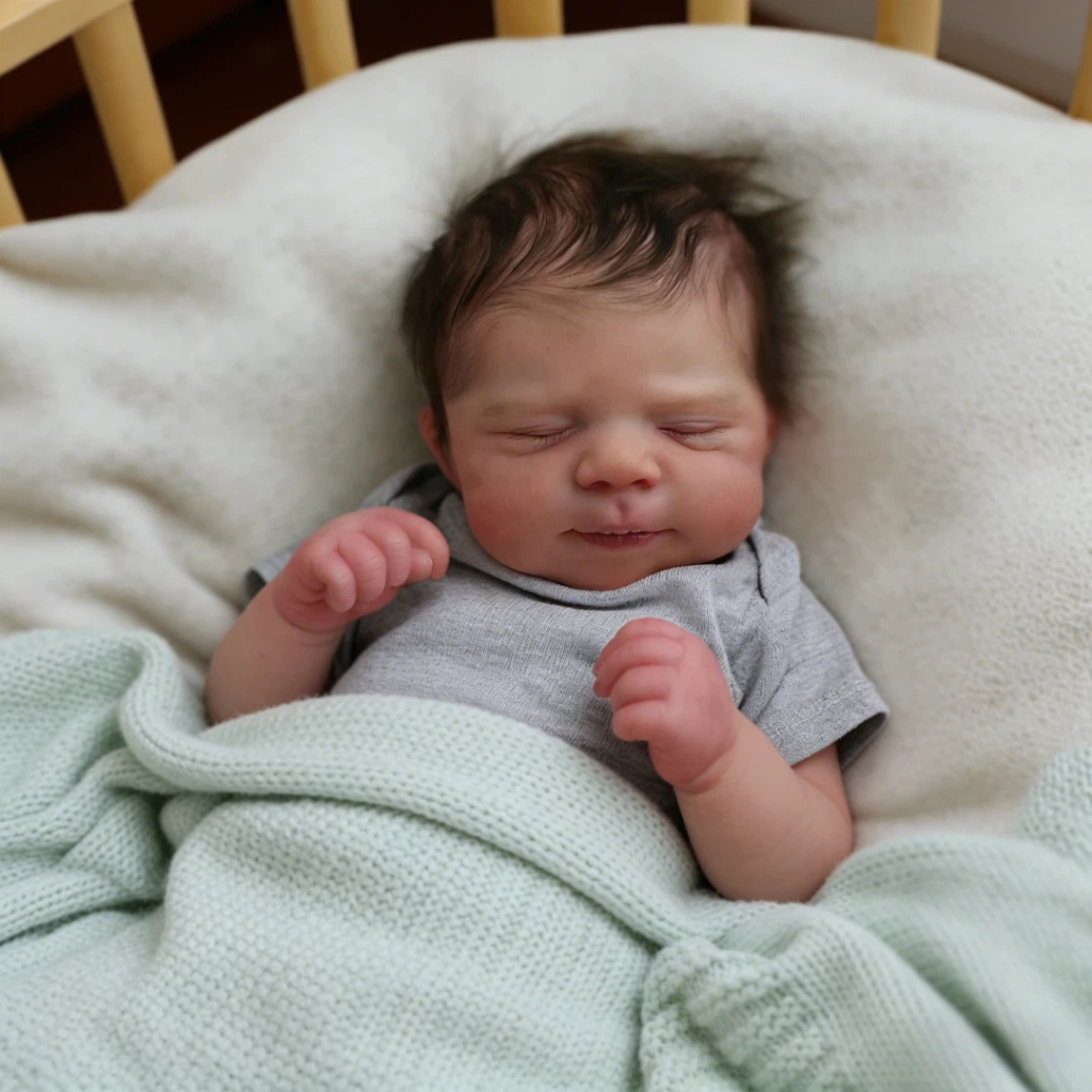 Bebê Reborn Boneca Silicone 48cm Menino Cabelo Simulado com Acessórios Pode dar Banho