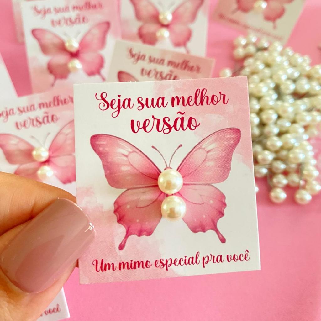 50 Pares de Brinco de Perola, Tag Borboletas, Mimo para cliente em Oferta na Shopee