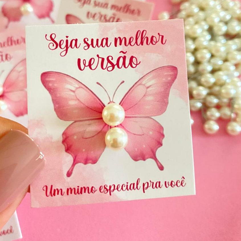 50 Pares de Brinco de Perola Tag Borboleta - Mimo para cliente