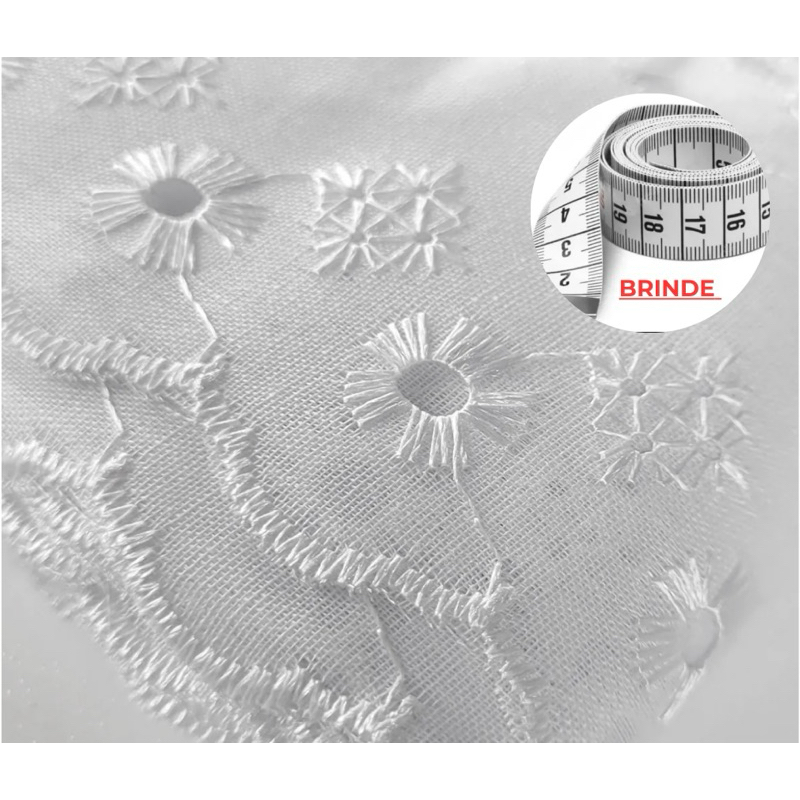 Bordado Inglês 5cm Tira Bordada - Kit c/ 3 rendas + Brinde