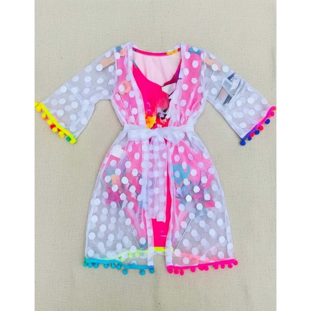 Saia de Praia Infantil Feminina Moda Blogueirinha 2 a 10 Anos