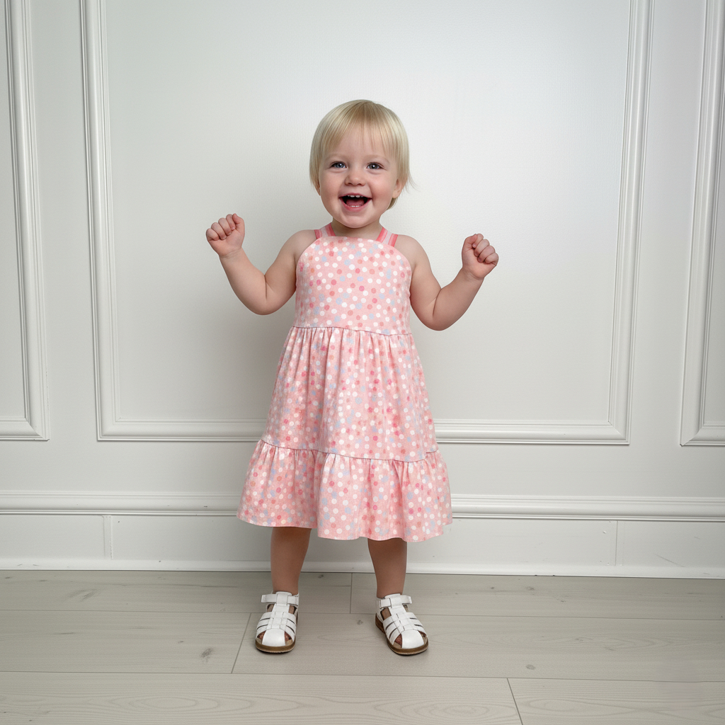 Vestido Infantil Feminino com Alças de Fita Estampas Sortidas Tecido Leve e Fresquinho Premium Luxo