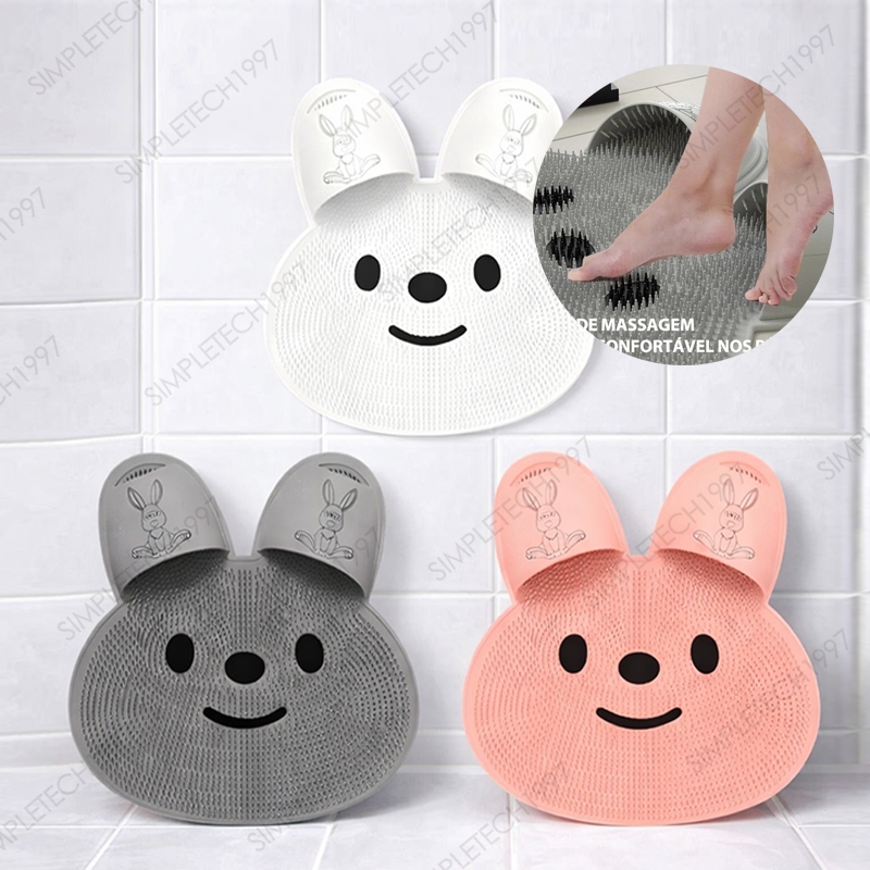 Tapete de banheiro antiderrapante para uso doméstico com massageador e função de limpeza dos pés