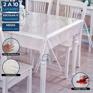 Toalha de Mesa Transparente Plástica Impermeável PVC 2 4 6 8 10 Lugares Quadrada Retangular em Oferta na Shopee
