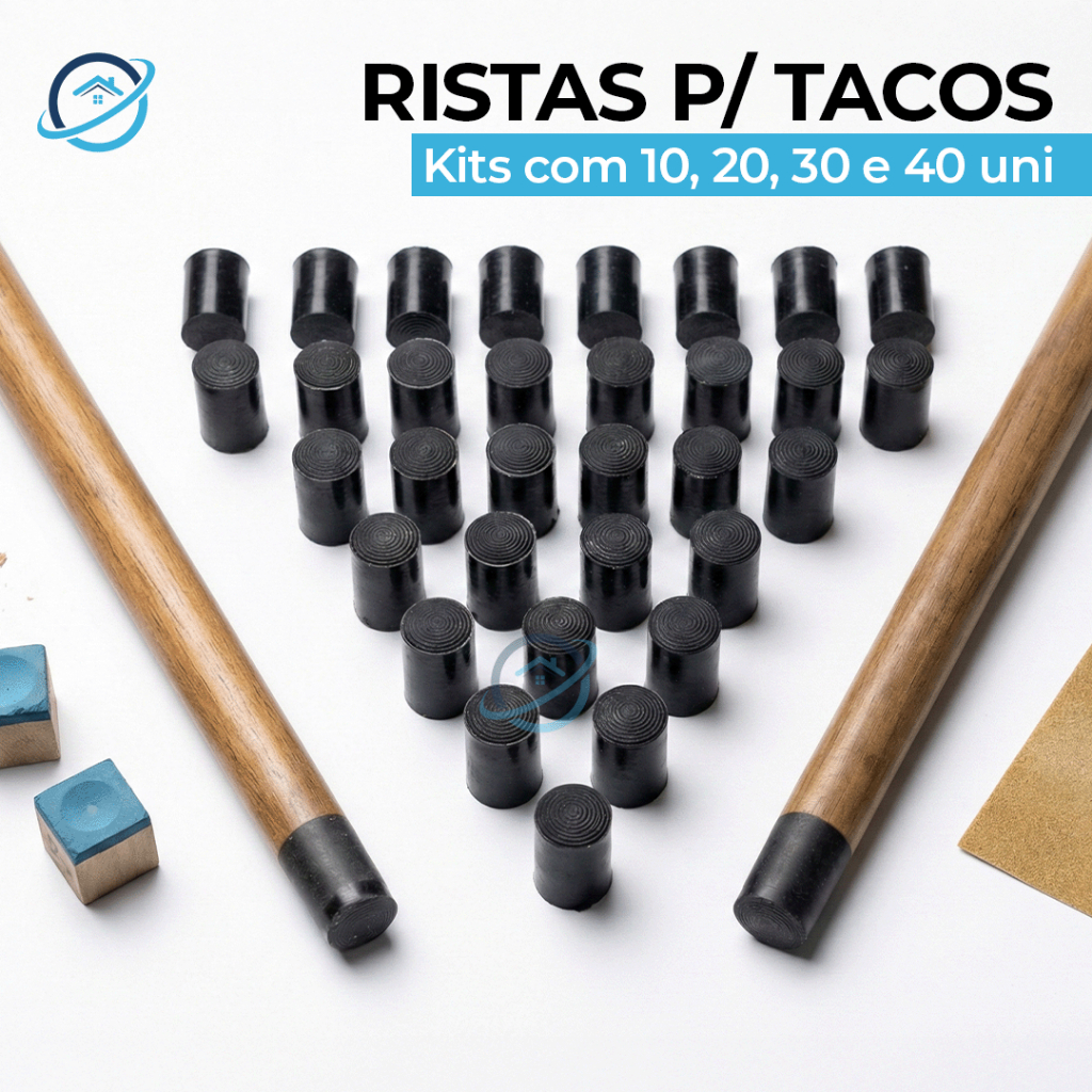Virola Ponteira Rista Ponta de Taco Sinuca Kit com 10 20 30 40 para Snooker Bilhar Cabeça Plástico