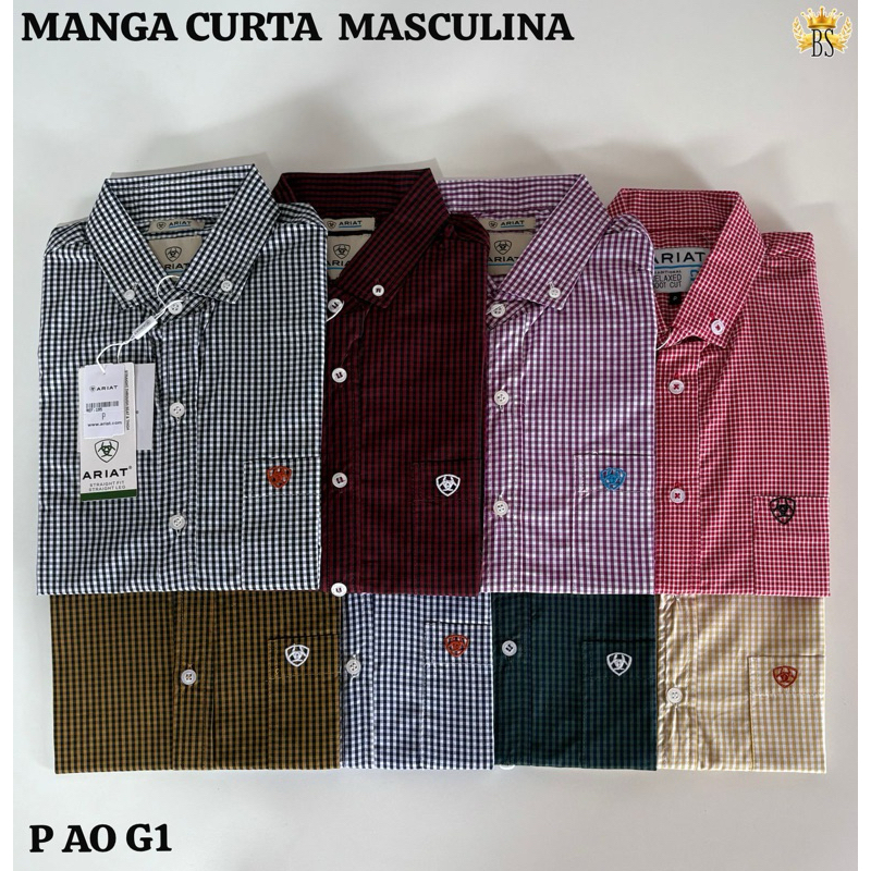 Camisa Ariat Manga Curta Masculina Estilo Country para Rodeio e Pecuária com Conforto Premium