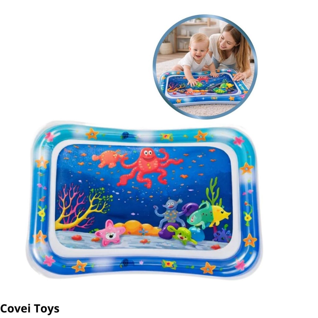 Tapete Atividades Sensorial Inflável Para Bebê Fundo Do Mar Almofada De Água Interativa Aquário Engatinhar Menino Menina