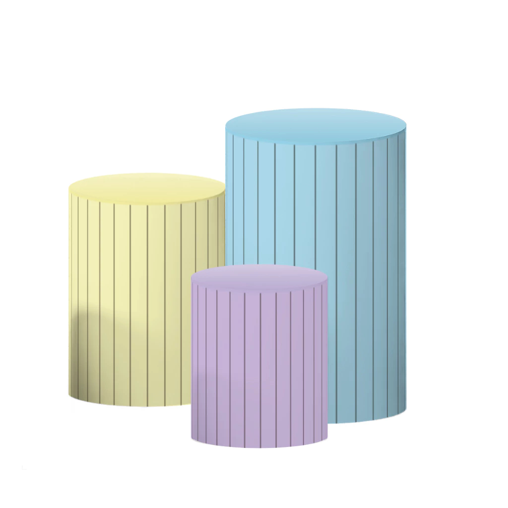 Kit 3 Capas Cilindro Festa Trio PMG Ripado Liso Tecido Grosso Elástico Veste Fácil Decoração Aniversário Oferta Barato