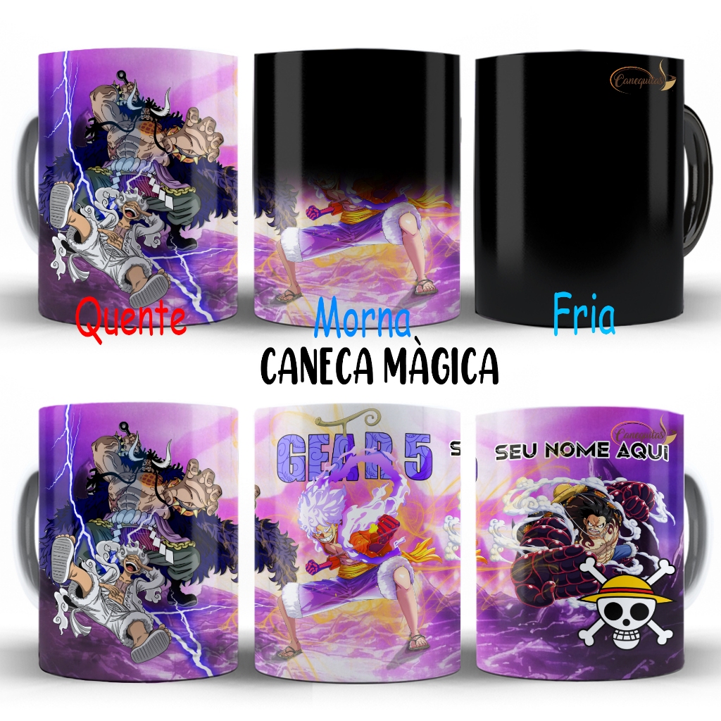 Caneca Magica Luffy gear 5 One Piece kaido Joy Boy Gear 4 com nome