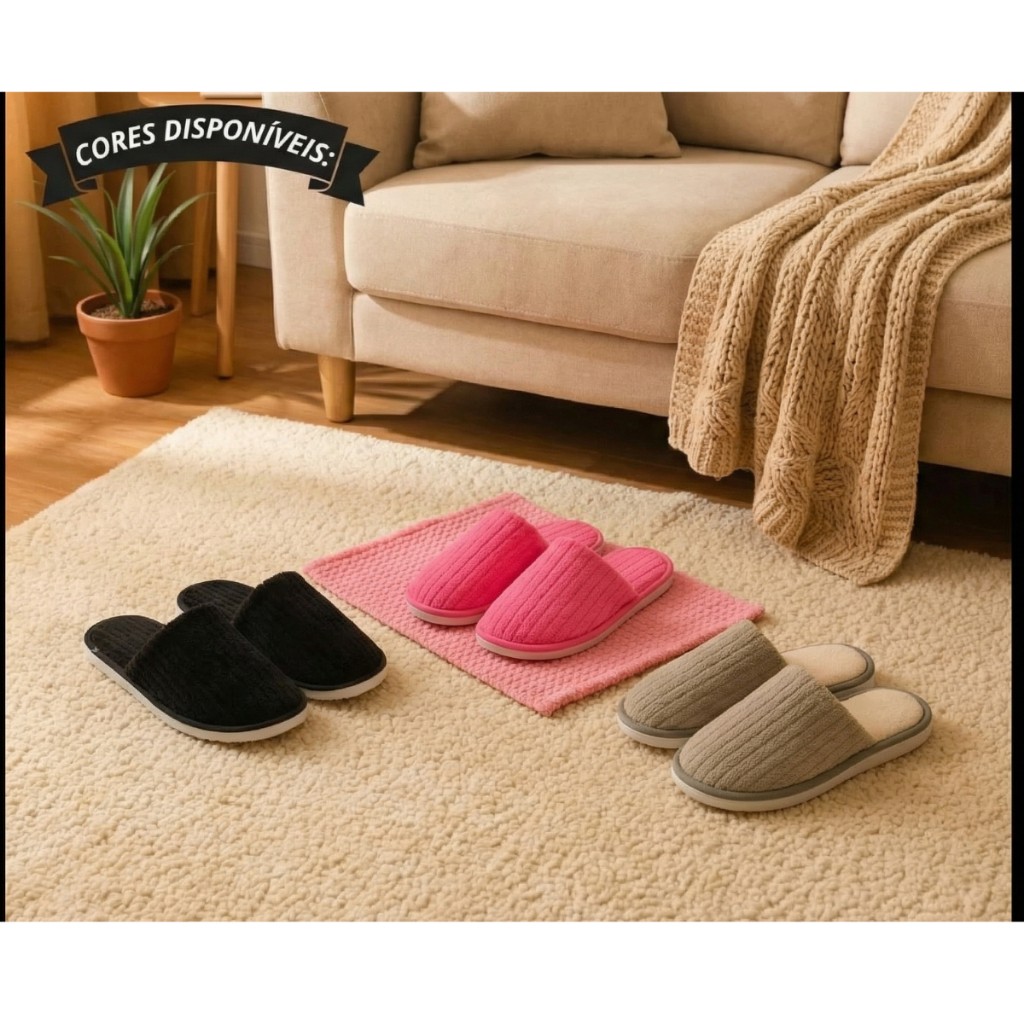Chinelo De Quarto Pantufa Masculina Feminina Unissex Forrada Em lã Muito Confortável Solado Leve