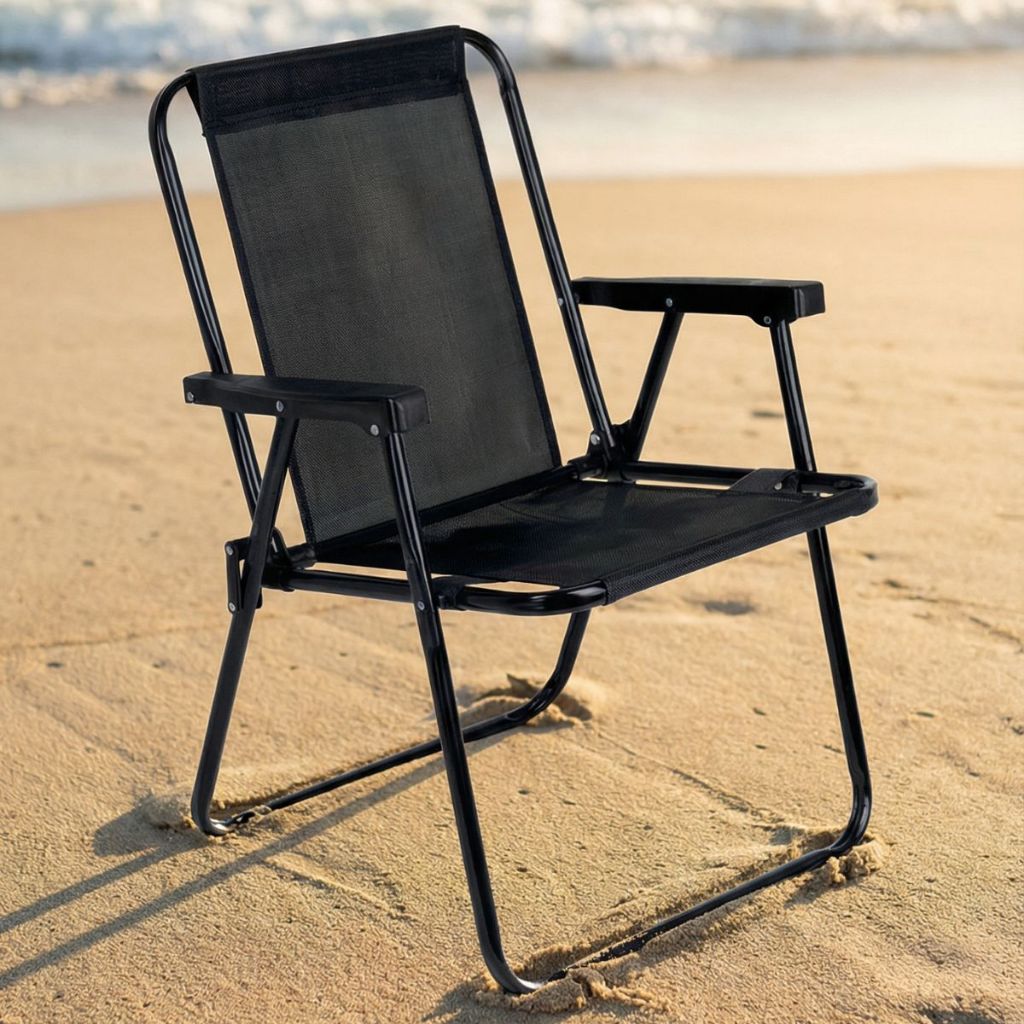 Cadeira De Praia Camping Alta Em Aço Resistente E Confortável Verão Cadeira Praia Portátil em Oferta na Shopee