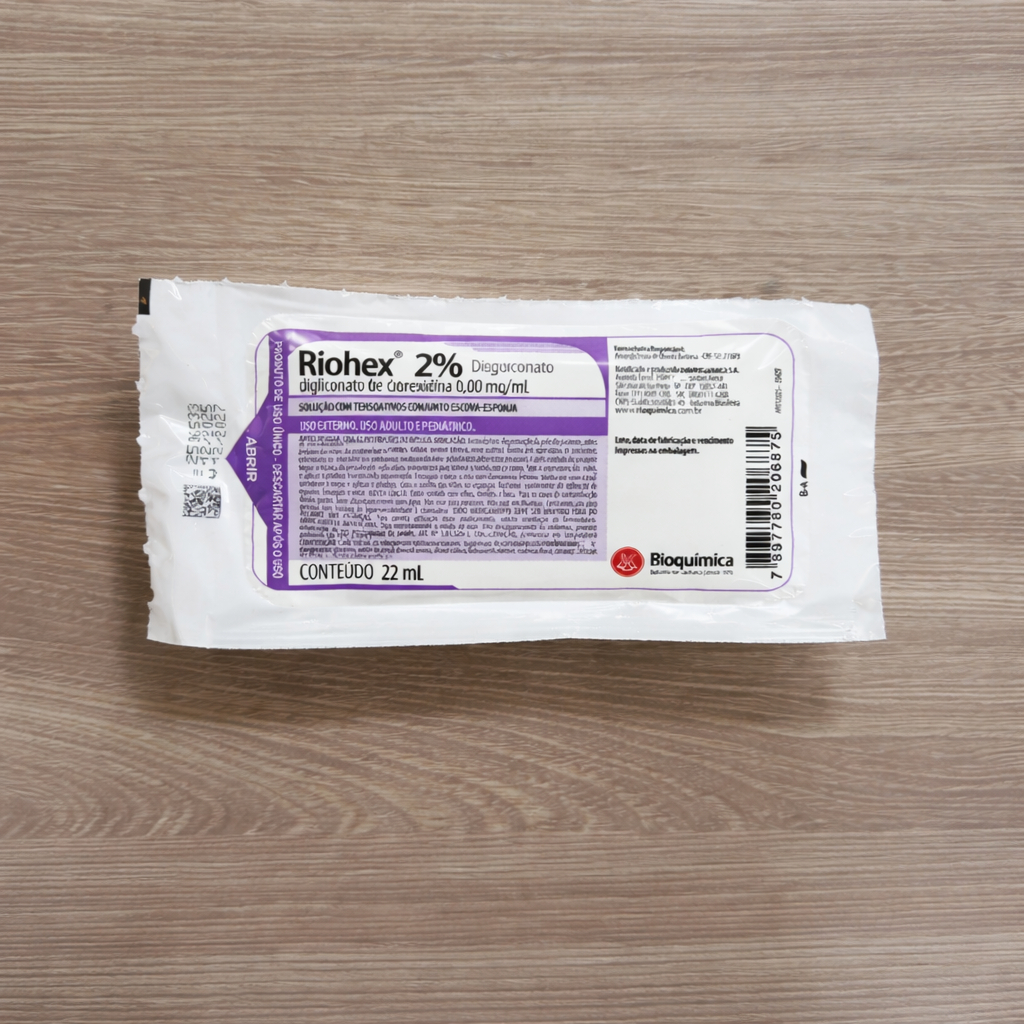 Kit c/ 5 Escovas Assepsia Riohex Clorexidina 2% 22ml - Rioquímica