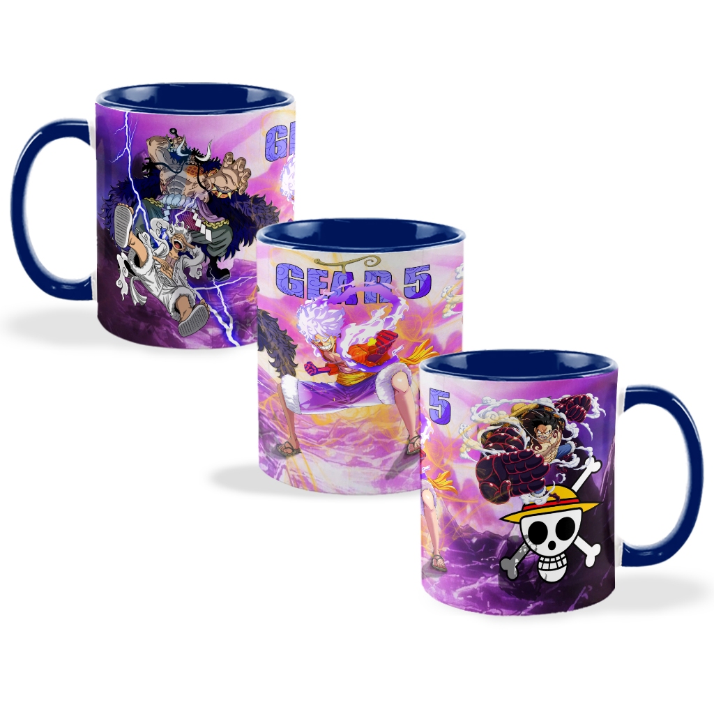 Caneca Colorida Luffy gear 5 One Piece kaido Joy Boy Gear 4 com nome