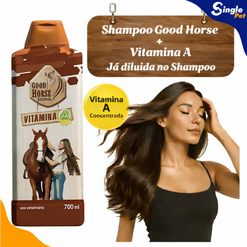Shampoo Good Horse com Vitamina A já Diluída - 700ml - Crescimento e Hidratação em Oferta na Shopee