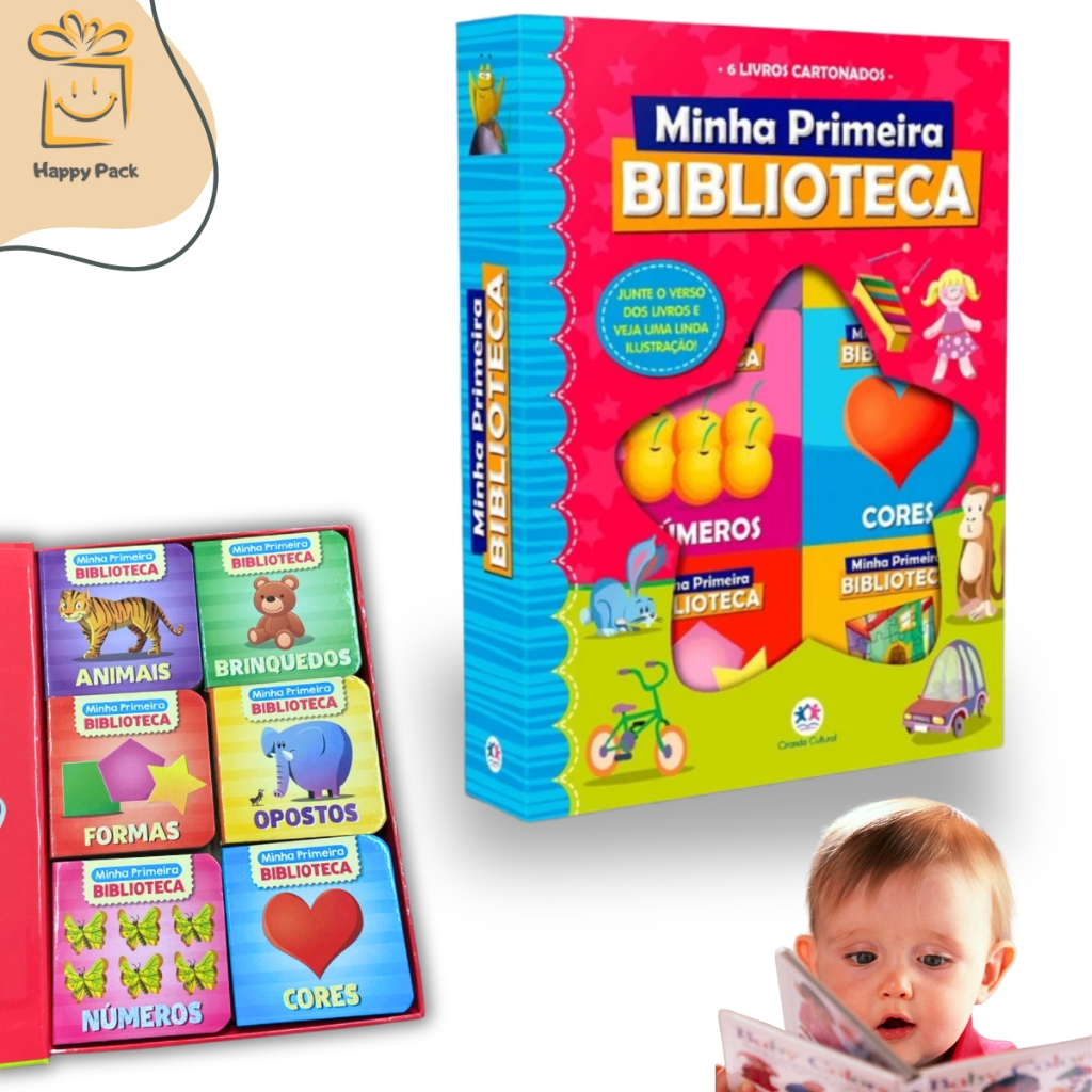 Box Minha Primeira Biblioteca 6 Livros Infantis Educativos Capa Dura em Oferta na Shopee