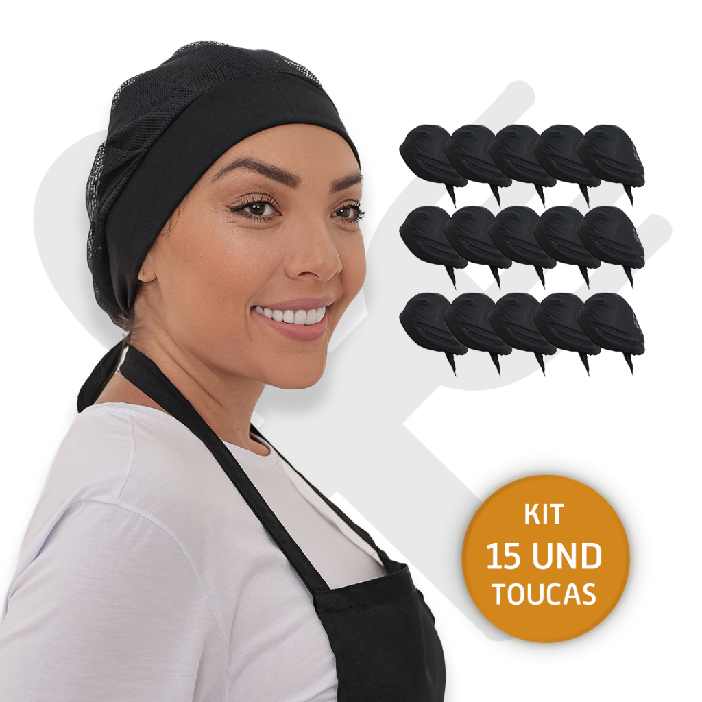 Kit Com 15 Touca Telinha Lavável Cozinha Restaurante Padaria Pizzaria