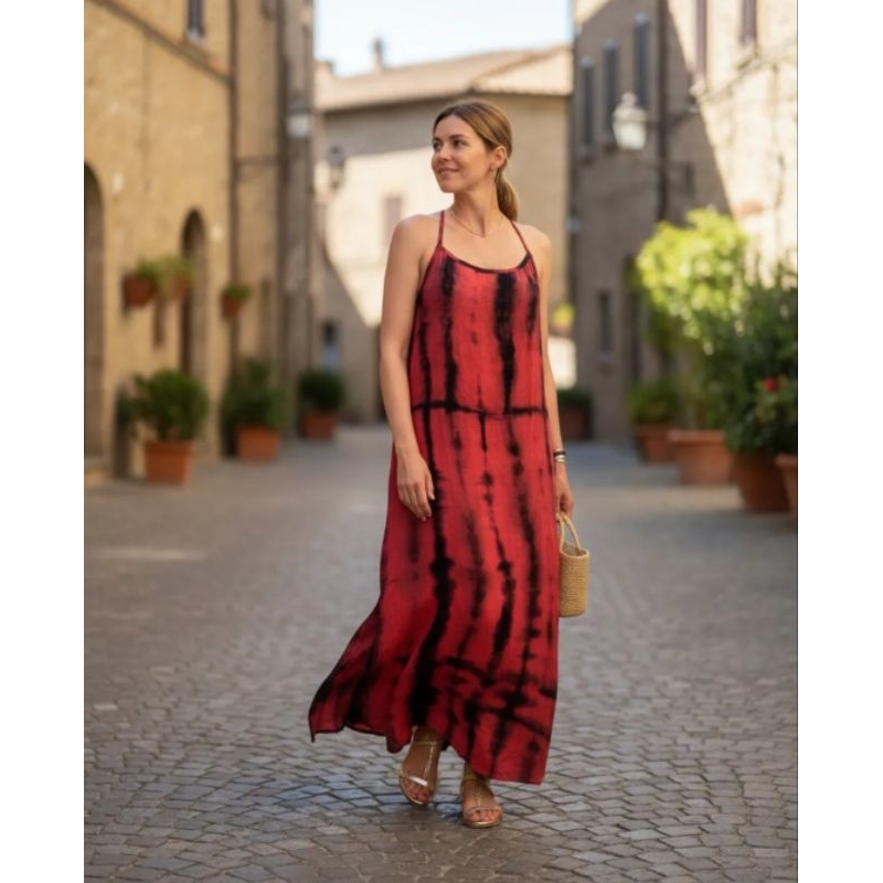 Vestido indiano tyde dye com fenda tamanho único importados