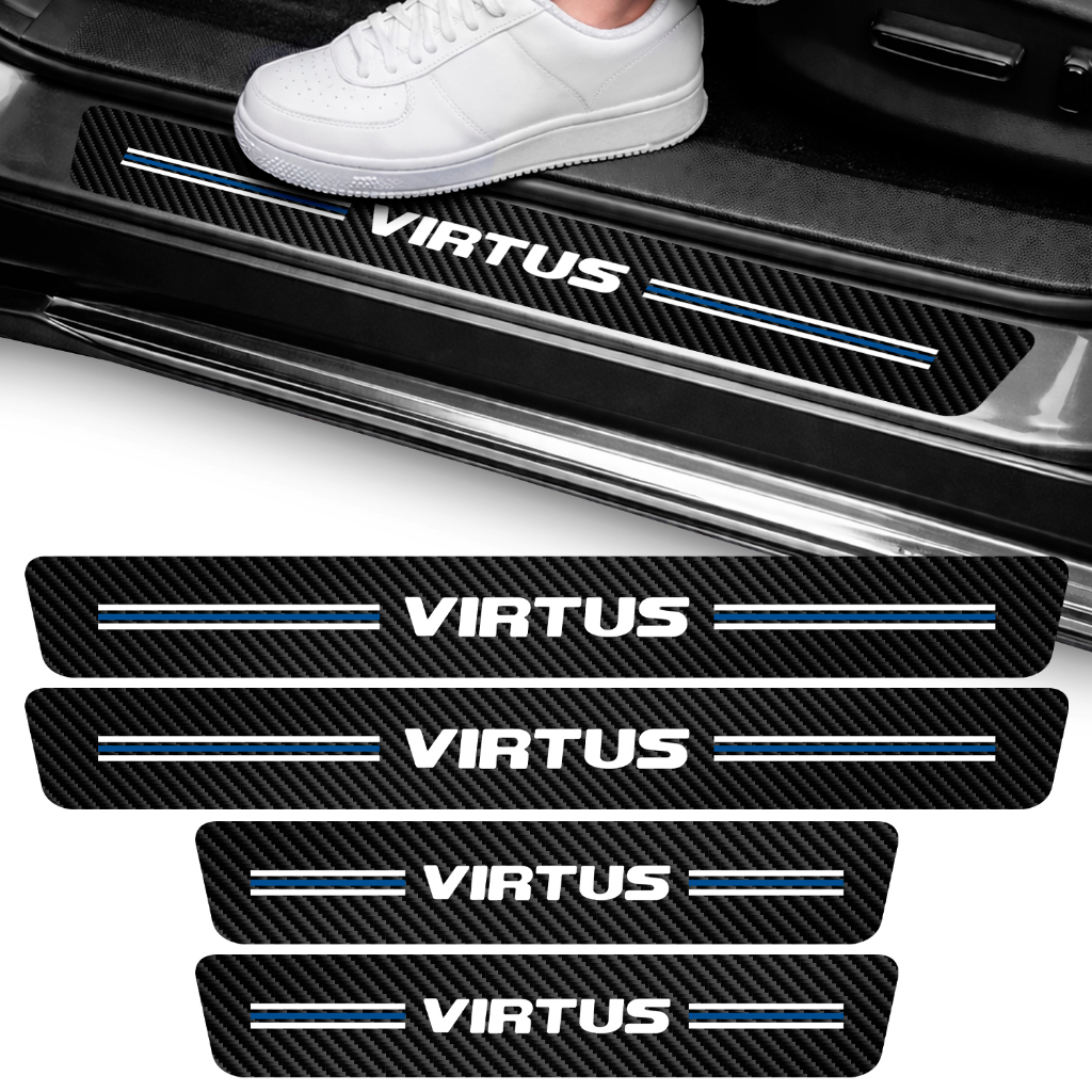 Kit Soleira Virtus Adesivo Sedan Proteção Automotivo Vinil 4 Portas Autocolante Carro Porta
