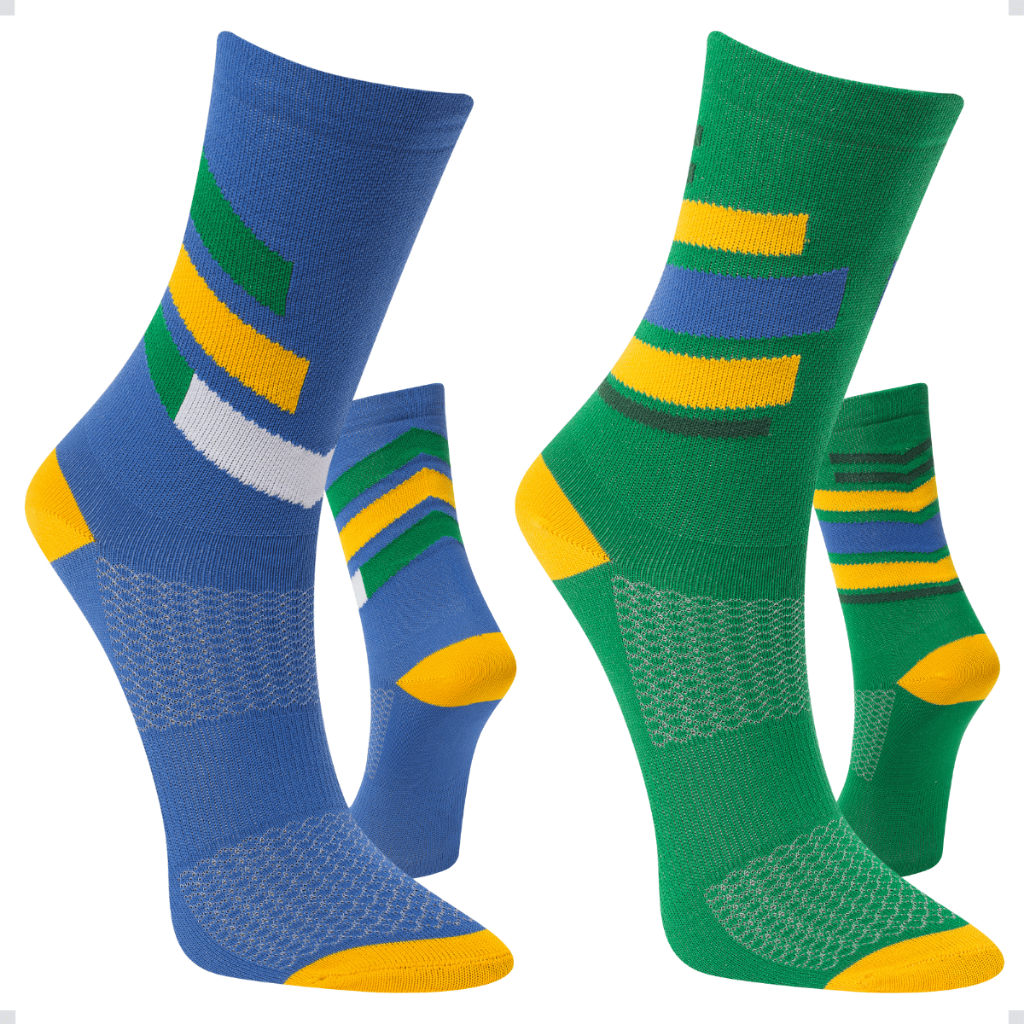 Kit 2 Pares Meia Cano Alto Brasil Poliamida Copa do Mundo Torcedor Corrida Performance Compressão em Oferta na Shopee