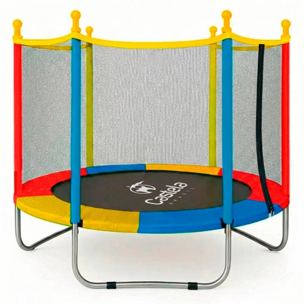Cama Elástica Grande 1.40 Metros até 80KG Infantil Pula Pula Trampolim Colorida - Castela