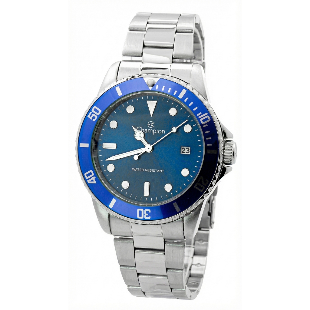 Relógio Champion Masculino Azul Aço Inoxidável Prata CA31266F