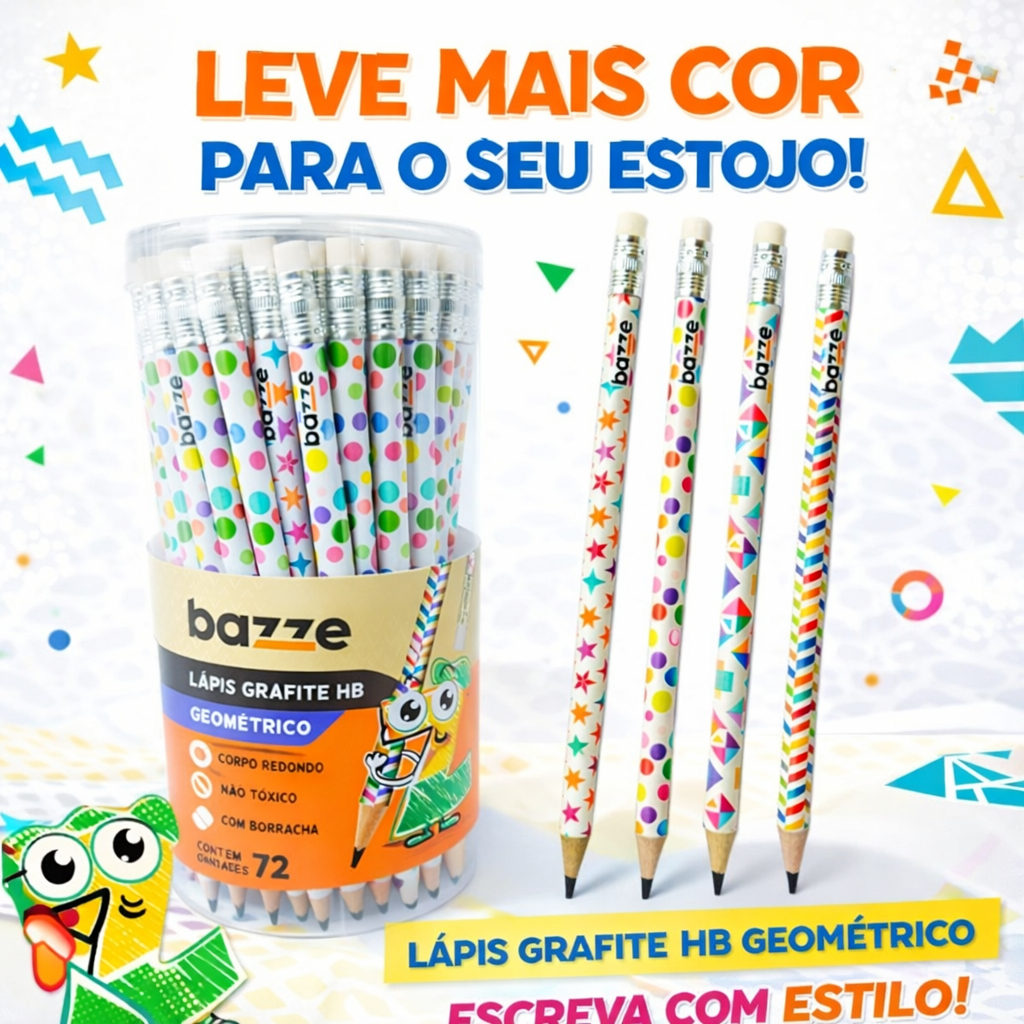 Lápis de Escrever com Borracha COLORIDO (UNIDADE)