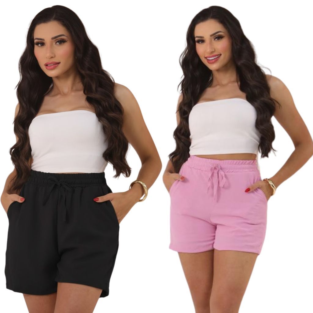 Kit Short Feminino Alfaiataria Premium Social Elegante, Confortável e Versátil